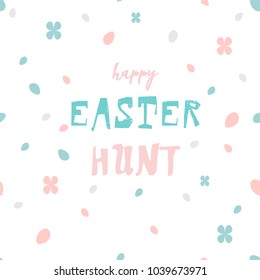 
Happy Easter hand drawn  abstract card  with different floral shapes and textures. Easter doodle eggs and rabbits. Cute cartoon background for greeting cards, invitations, web banners. Unusual design