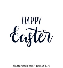 Happy easter hand drawn brush lettering, isolated on background. Vector illustration card. 