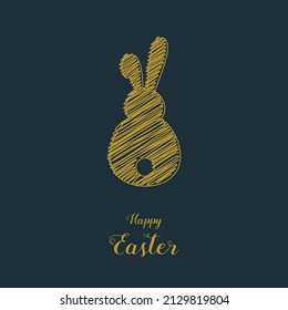Feliz Pascua. Un conejito dibujado a mano con deseos. Vector