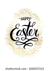 happy Easter Hand drawn calligraphy and brush pen lettering. design for holiday greeting card and invitation of the happy Easter day