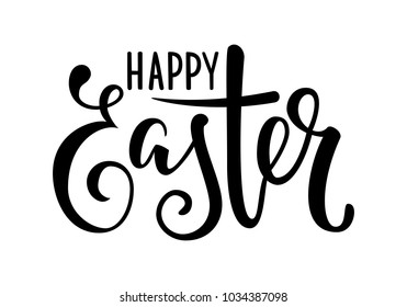 happy Easter Hand drawn calligraphy and brush pen lettering. design for holiday greeting card and invitation of the happy Easter day.