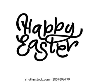 happy Easter Hand drawn calligraphy and brush pen lettering. design for holiday greeting card and invitation of the happy Easter day