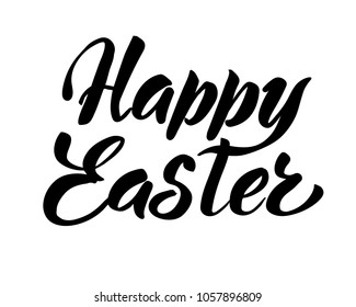 happy Easter Hand drawn calligraphy and brush pen lettering. design for holiday greeting card and invitation of the happy Easter day