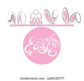 Happy Easter Hand drawn calligraphy and brush pen lettering. design for holiday greeting card and invitation of the happy Easter day