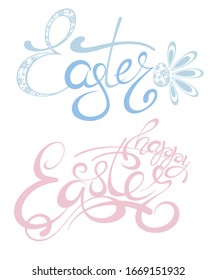 happy Easter Hand drawn calligraphy.  Design for holiday greeting card and invitation of the happy Easter day