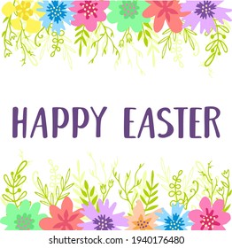Happy Easter Hand drawn calligraphy and brush nib writing. Design for holiday card and invitation Happy Easter Day. 