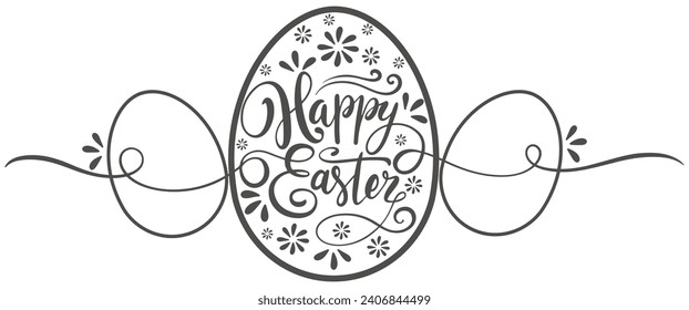 happy Easter Hand drawn calligraphy and brush pen lettering. design for holiday greeting card and invitation of the happy Easter day. Vector eps