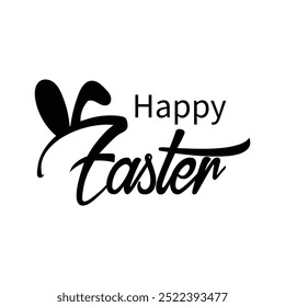 happy easter hand drawn calligraphy .text of happy easter  for banner, greeting card and invitation .