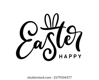 Happy Easter hand drawn calligraphy lettering design. Handwritten brush text composition.