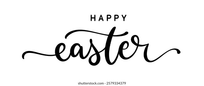 Happy Easter hand drawn calligraphy lettering design. Modern handwritten brush text.