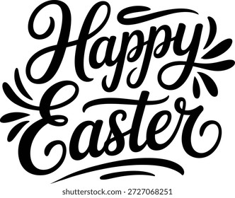 Happy Easter Hand drawn calligraphy and brush pen lettering. Vector Illustration holiday greeting card , banner, t-shirt print, flyer, poster design.