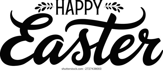 feliz Pascua Caligrafía dibujada a mano y letras de la pluma del cepillo. diseño para la tarjeta de felicitación de vacaciones, Anuncio, cartel aislado sobre fondo blanco.