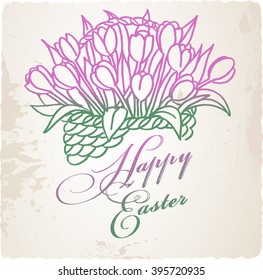 Happy Easter hand drawn card. Vector illustration