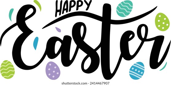 Happy Easter Hand drawn color design with eggs