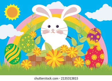 Happy Easter. Hand drawn cute Easter illustration