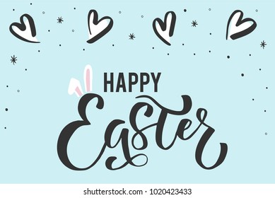 Happy Easter, hand drawn design elements, gifts, wallpapers, web template, card, invitation, wedding card, Romantic love quote for design, typography tattoo, hand lettering style, calligraphy