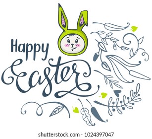 Happy Easter, hand drawn design elements, gifts, wallpapers, web template, card, invitation, wedding card, Romantic love quote for design, typography tattoo, hand lettering style, calligraphy