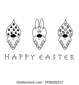 Happy Easter, Hand drawn Easter gnome line icon vector illustration. Isolated on white background. eps 10