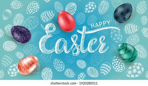 Happy easter hand drawn	illustration