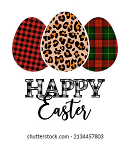 Happy Easter - Hand drawn  illustration. Spring greeting with cute Easter Eggs. Good for sale marketing poster, doormats, greeting card, banner, mug or home decoration.