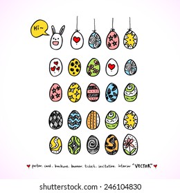 Feliz Pascua / Dibujado a mano ilustración - Vector