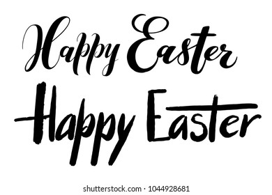 Happy Easter hand drawn lettering set isolated without background for designing Easter holiday greeting cards, promo, poster, banner, logo, icon, printing, website.
