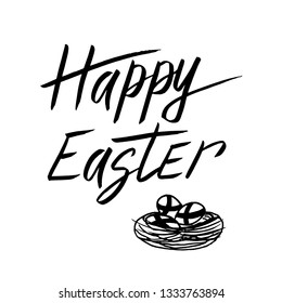 Happy Easter. Hand drawn lettering. Vector