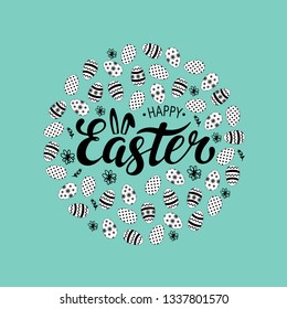 Happy Easter. Hand drawn lettering. Vector illustration