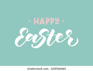 Happy Easter hand drawn lettering. Template for, banner, poster, flyer, greeting card, web design, print design. Vector illustration.