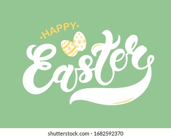  Frohe Ostern! Handgezeichnete Schrift. Osterbanner, Poster, Karte. Vektorillustration.