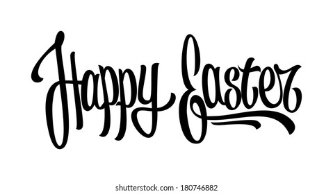 Happy easter hand drawn lettering. Vector