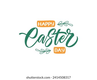 Happy Easter hand drawn lettering. Modern minimal style text. Horizontal poster, greeting card, header for website