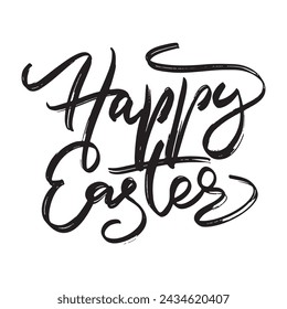 Happy Easter Hand drawn Lettering Design. Easter Greeting Card Handwritten Element. Modern Brush Calligraphy Sign. Vector illustration