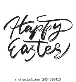 Happy Easter Hand drawn Lettering Design. Easter Greeting Card Handwritten Element. Modern Brush Calligraphy Sign. Vector illustration