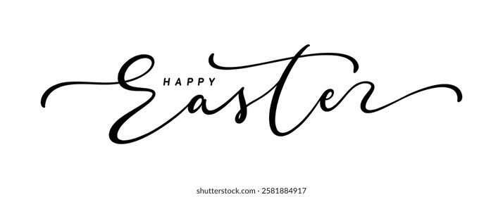 Happy Easter hand drawn lettering text in calligraphy style.