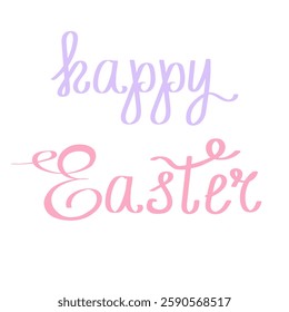 Happy Easter hand drawn lettering. Cute hand drawn text, template