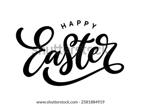 Happy Easter hand drawn lettering. Calligraphy text composition isolated on white background. Holiday lettering design.
