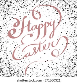 Happy Easter. Hand drawn letters on the circles background. Stock vector.