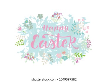 HAPPY EASTER- hand drawn modern calligraphy design vector illustration. Perfect for advertising, poster, postcard, card, invitation, banner, lettering typography.
