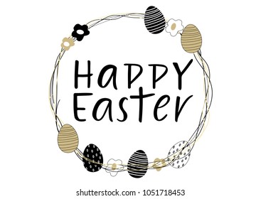 HAPPY EASTER- hand drawn modern calligraphy design vector illustration. Perfect for advertising, poster, postcard, card, invitation, banner, lettering typography.
