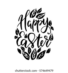 Happy easter. Hand drawn poster with hand lettering.