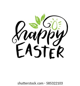 Happy easter. Hand drawn poster with hand lettering.