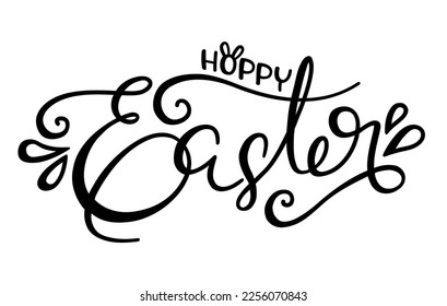 Happy Easter hand drawn sketch sign background card.