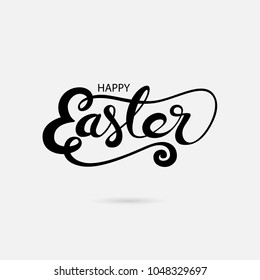 Happy Easter Hand Drawn Typographical Design Elements.Design for holiday greeting card and invitation of the happy Easter day.Vector illustration