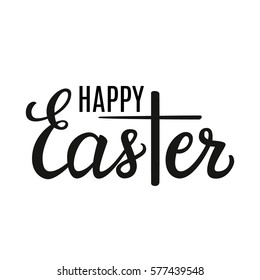 Happy Easter. Hand drawn typography text. For greeting cards, posters, prints, t shirts.Vector illustration