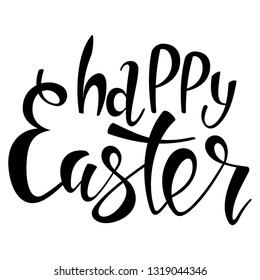 Happy Easter hand drawn vector text isolated on a white background.