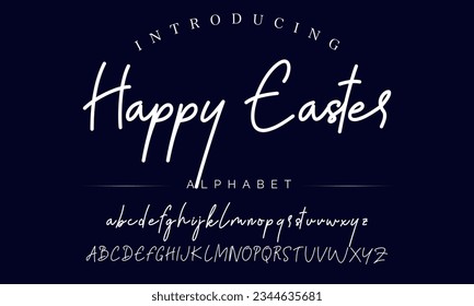 Happy Easter Hand drawn vector alphabet. Script font. Isolated letters written with marker, ink. Calligraphy, lettering.