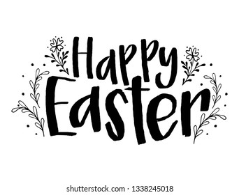 Happy Easter hand drawnl lettering. Graphic element for greeting card