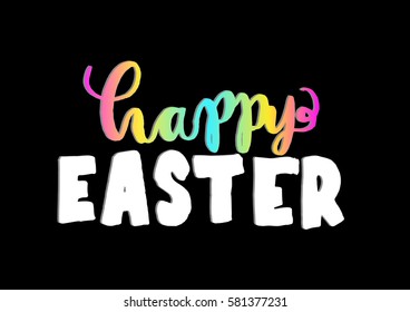 Happy Easter. Hand Lettered Quote. Bible Verse. Modern Calligraphy