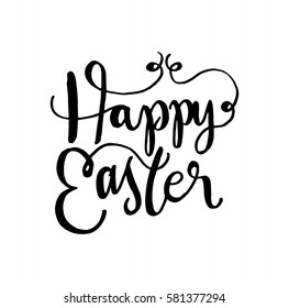 Happy Easter. Hand Lettered Quote. Bible Verse. Modern Calligraphy